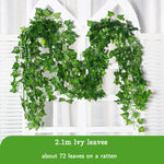 guirlande feuilles ivresse vert vigne artificielle extérieure accrochée naturelle longueur 2.2m 72feuilles