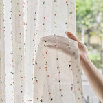rideau polyester moderne translucide points multicolores blanc salon chambre boutique