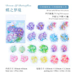 sticker floral abstrait adhésif bleu violet rose vert doré fleur étoile lune papillon