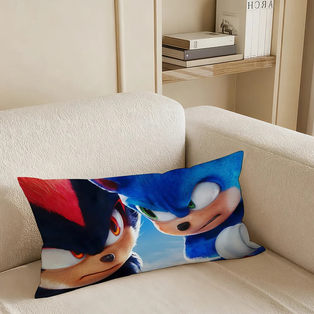 coussin moderne sonic bleu rouge blanc non toxique polyester
