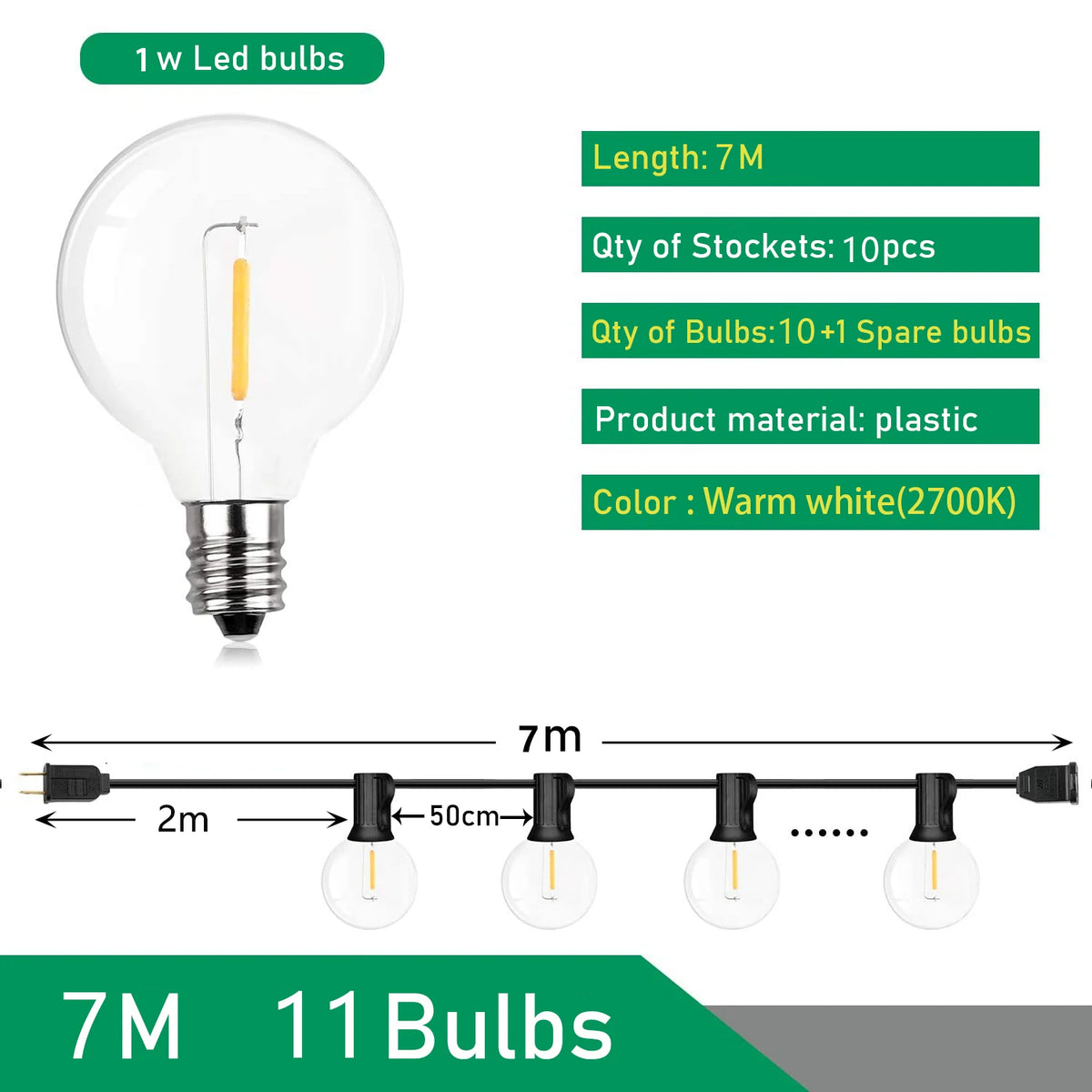 guirlande lumineuse feé vintage blanc noir 50 led transparentes base noire clips modernesextérieur