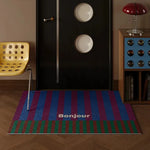 tapis d'entrée moderne rayures horizontales bleu vert marron beige antidérapant résistant décoloration 30x50cm 40x60cm