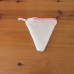 sac lessive réutilisable polyester maille fine blanc rose bleu moderne zipper