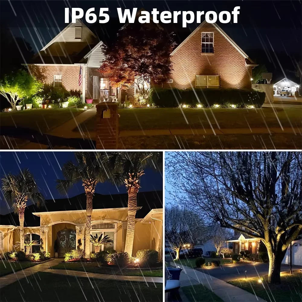 projecteurs led extérieurs modernes noirs 16 millions couleurs télécommande ip65 étanches 12 ensembles tringles