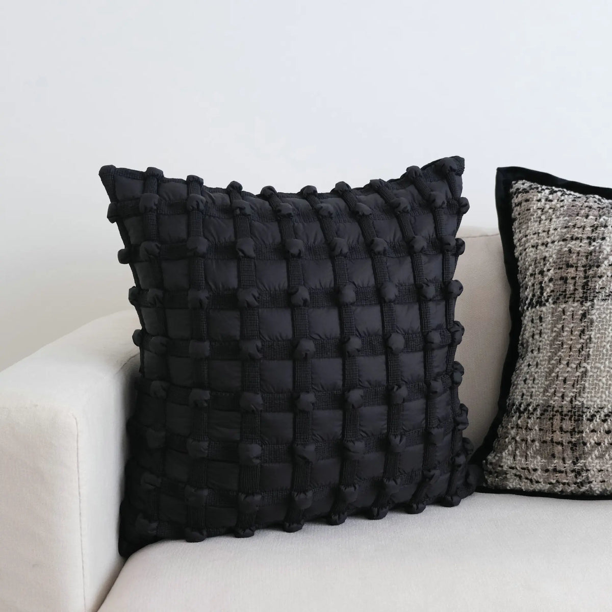 housse coussin moderne nordique motif géométrique noir blanc polyester coton lavable 30x50cm 45x45cm 50x50cm