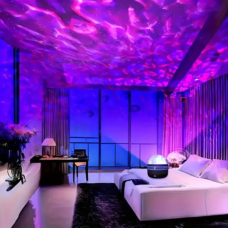 projecteur led nuages étoiles moderne noir bleu violet rose vert blanc télécommande chambre nuit