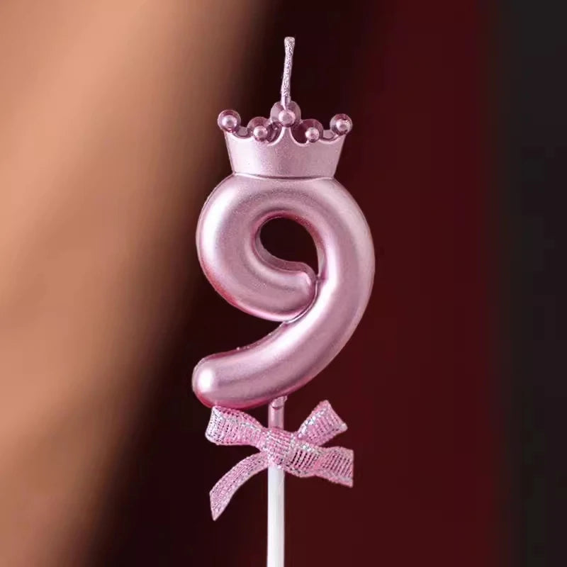 bougies chiffres anniversaire rose glitter couronne piquées decoration festive gâteau