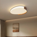 lampe moderne blanc bois naturel rond sans ombre semi encastré led dimmable