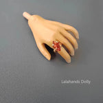 Bague miniature poupée 1/6 pierres précieuses boîte rangement décorative rouge