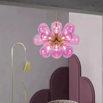 Suspension lumineuse boules vertes moderne ampoules led blanc doré floral