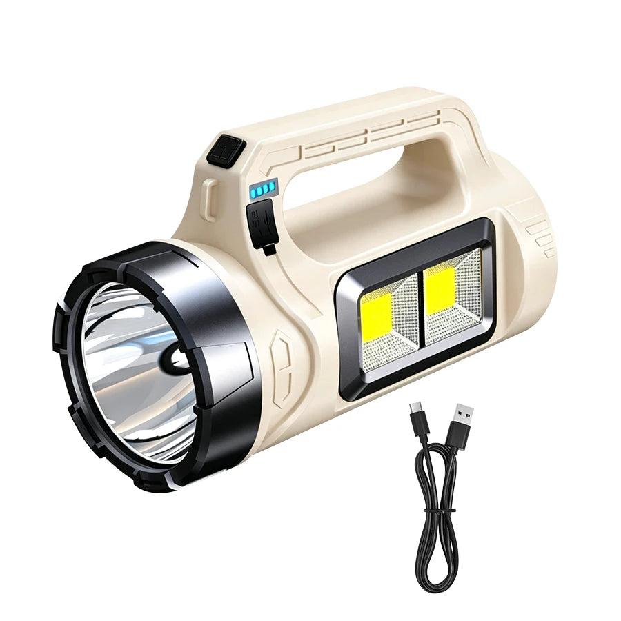 lampe torche led rechargeable solaire 15h éclairage vert olive moderne pratique