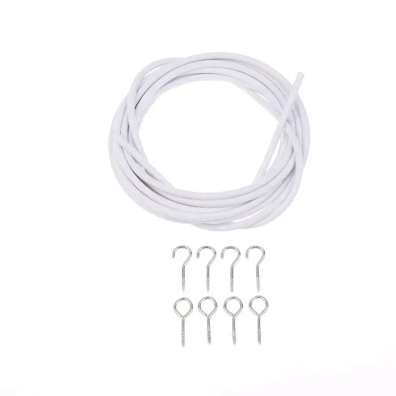 rideaux modernes kit cordon polyester crochets chevilles blanc argenté minimaliste