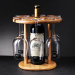 rangement vin verres bois moderne six coupes bouteilles bar suspension transparent minimaliste