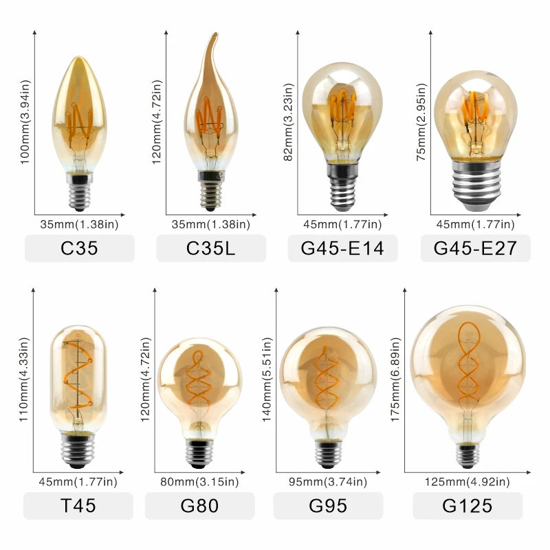 ampoule led vintage filament spirale doré culot e27 edison lumière chaude décorative