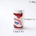 vase céramique moderne forme canette rouge blanc rose décoration intérieure pop artbranches sèches fleurs