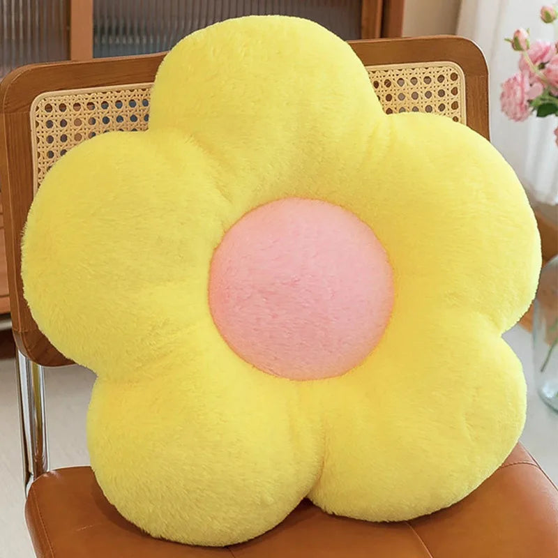coussin décoratif peluche fleurs blanc orange noir rose bleu violet jaune 35cm 50cm