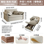 canapé lit moderne bois tissus composites beige clair oreillers multifonctionnel salon maison
