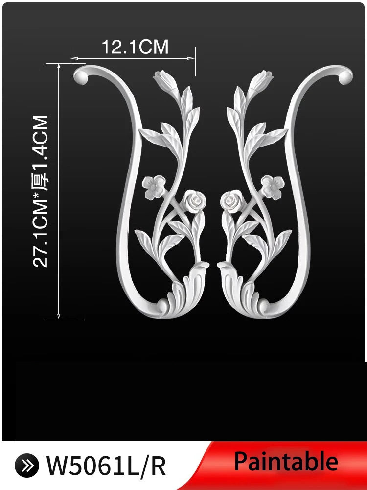 appliques decoratives sculptees floral classique blanc meubles deco mur opacite grande taille DIY