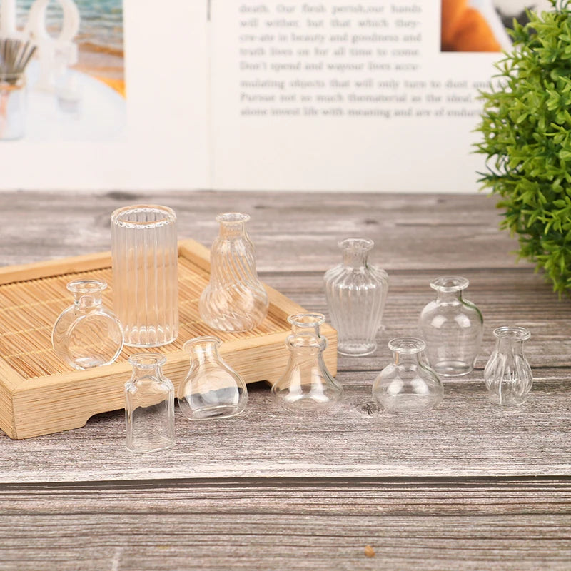 vases porcelaine transparents rayures verticales modernes accessoires maison poupée décoration chambre fleurs sèches