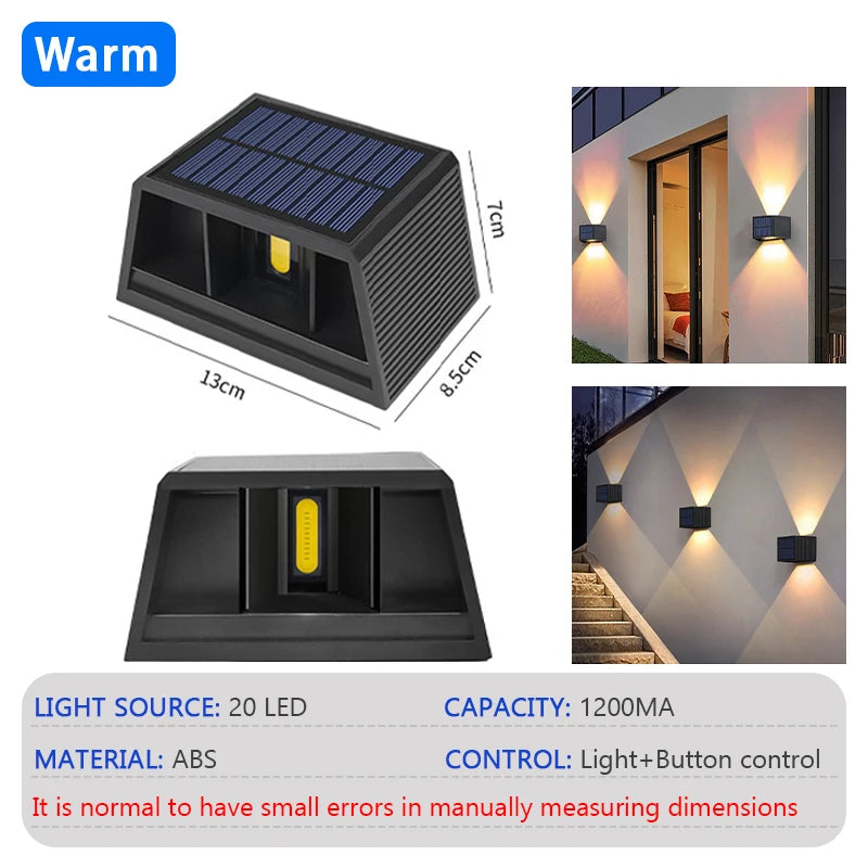 lampe murale solaire led étanche ip65 contemporaine 20 led contrôle bouton