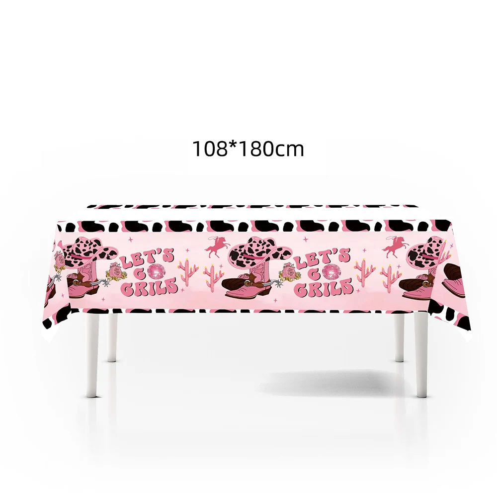 accessoires fête cowgirl thème western rose noir blanc toppers cupcakes assiettes pouces autocollants guirlande
