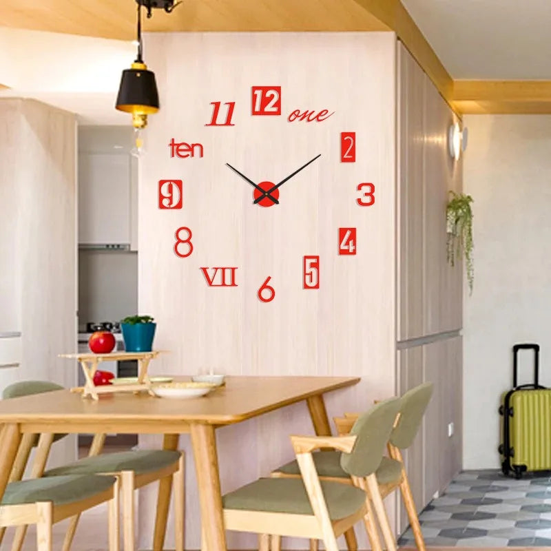 horloge murale moderne minimaliste multiple pièces couleurs vert fluo noir or argent rouge
