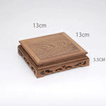 support présentation bois marron foncé figurines moines feng shui artisanal