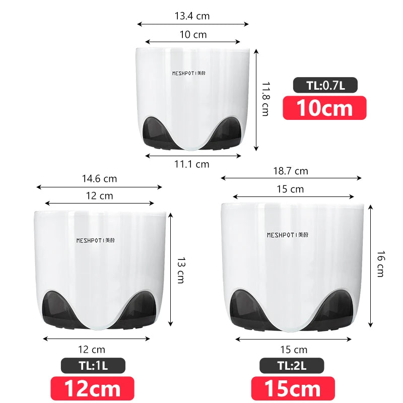 pots orchidées mesh double couche ventilation racines spirale transparent moderne blanc gris