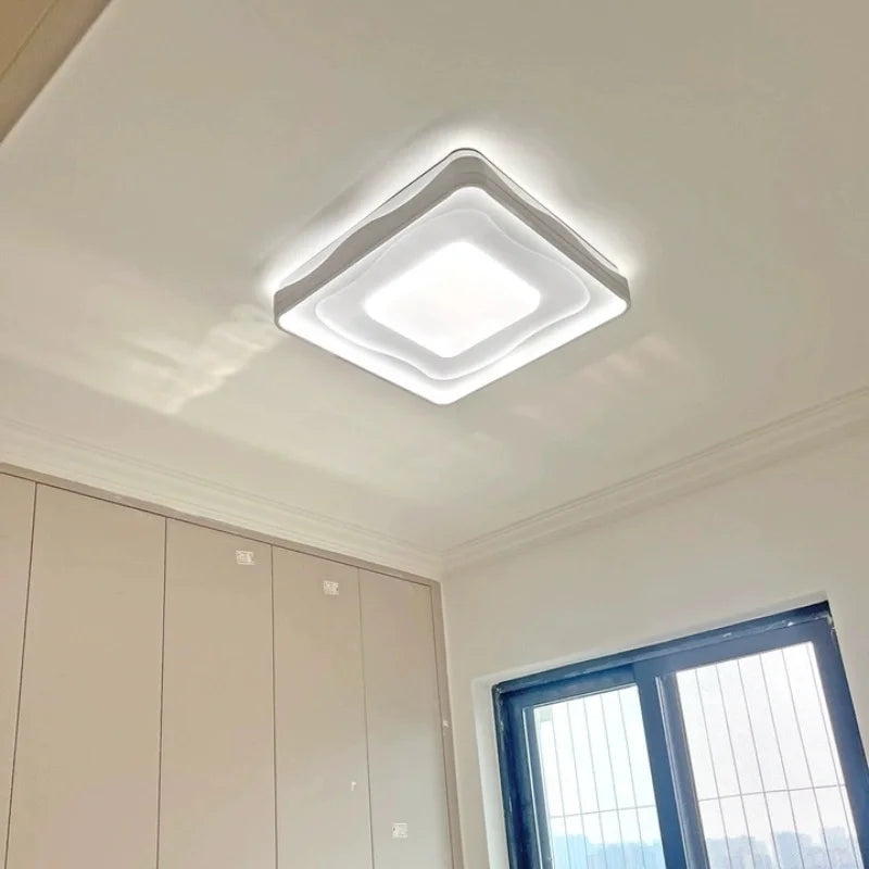 plafonnier moderne cristal blanc ondulé led interrupteur bouton neutre 4000k