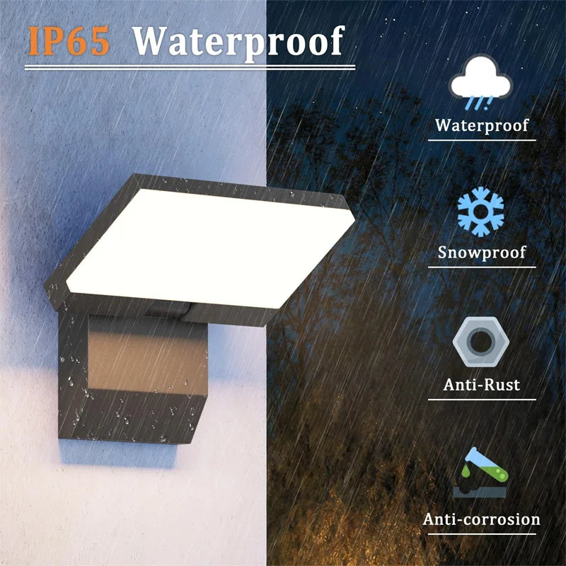 lampe murale moderne led extérieure détecteur mouvement noir blanc pliable jardin véranda