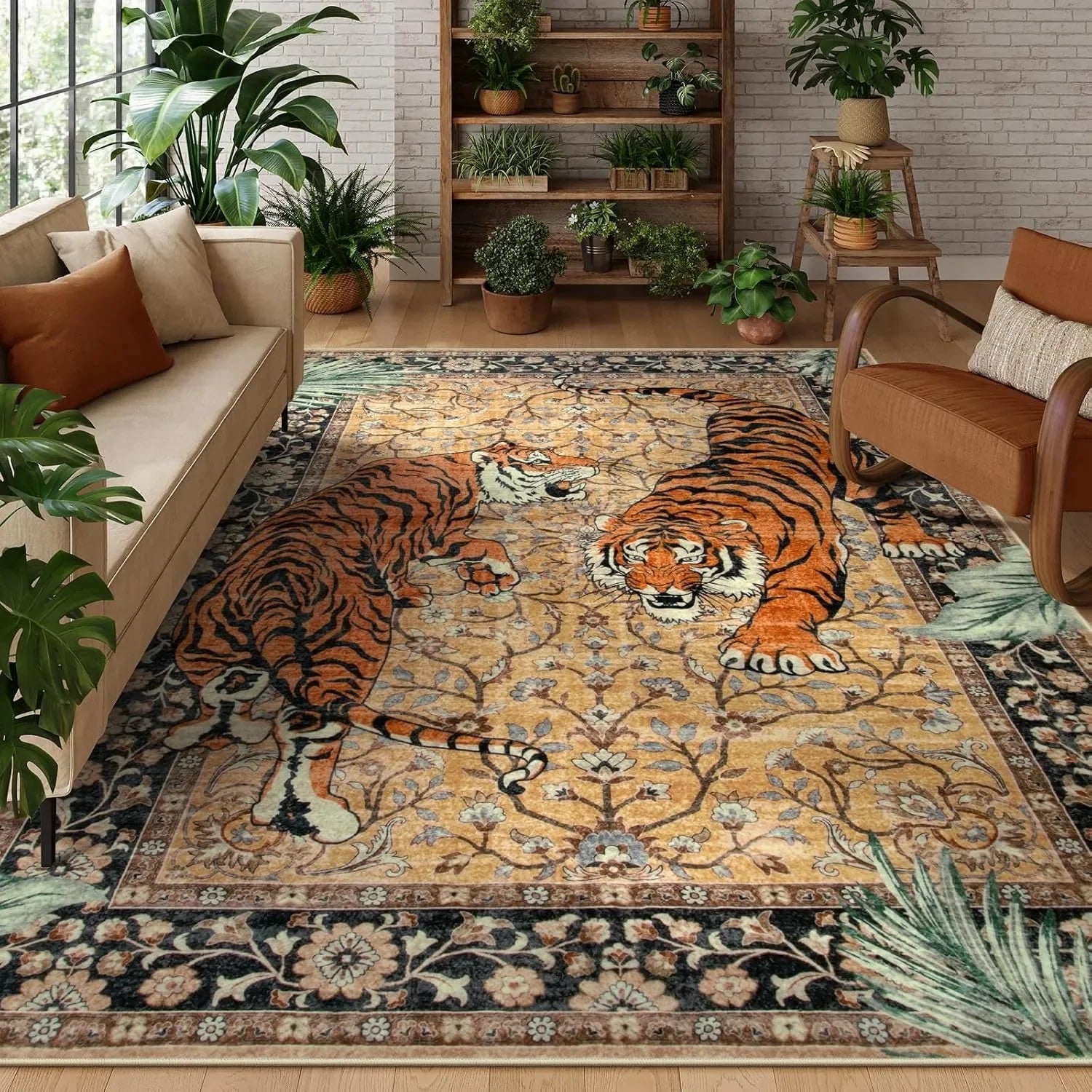 Tapis jungle motif tigre chambre