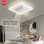 ventilateur led moderne blanc invisible télécommande couleurs changeantes élégant fixations invisibles