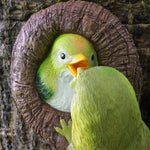 mangeoires oiseaux artificiels vert blanc jaune plumage réalistes adhésives jardin decoration festive