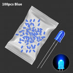 diodes led transparentes vert rouge jaune bleu orange simple utilitaire 20pcs 3couleurs 20pcs 5couleurs