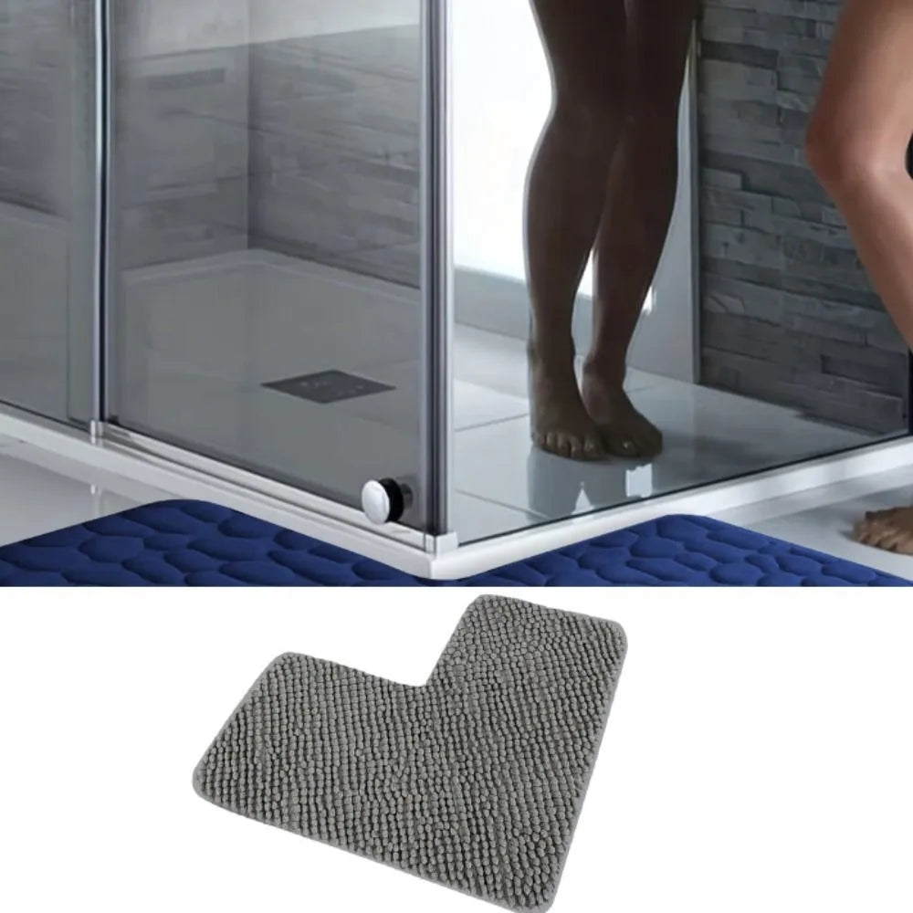 tapis bain bouclé dense losange gris foncé beige clair moderne minimaliste doux absorbant