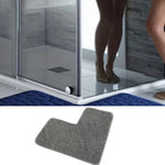 tapis bain bouclé dense losange gris foncé beige clair moderne minimaliste doux absorbant