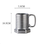 tasses céramique noir argent doré filetées hexagonales industriel