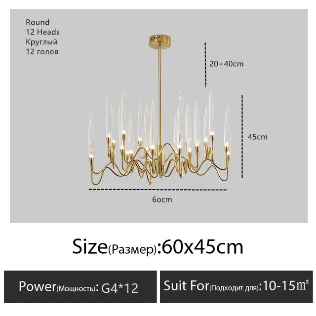 lustre moderne élégant cristal transparent filigrane doré salon chambre étude LED 2000 82000 lumens