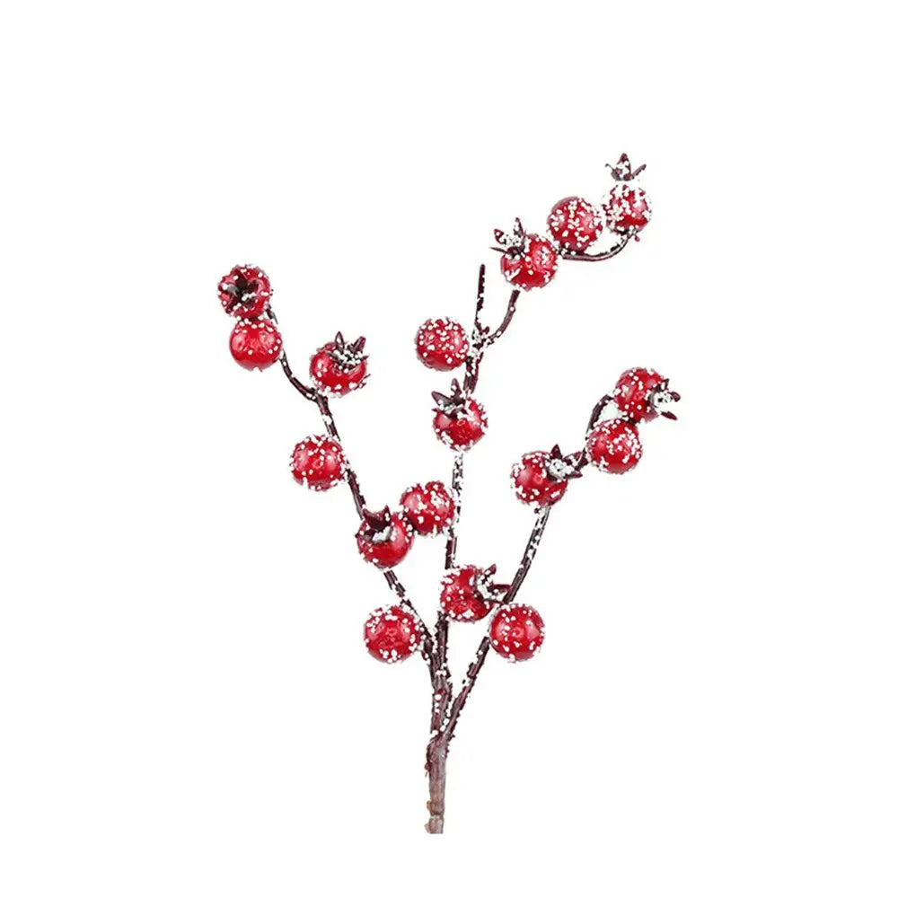 décoration noël baies rouges branches artificielles intérieur maison anniversaire festive mousse rouge blanc