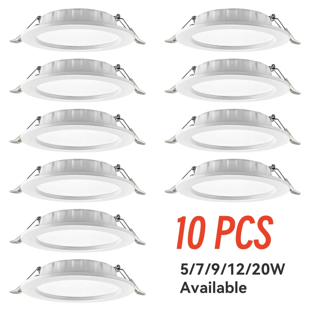 spots led 12w 20w 4000k 6500k blanc moderne encastrables clips câble alimentation