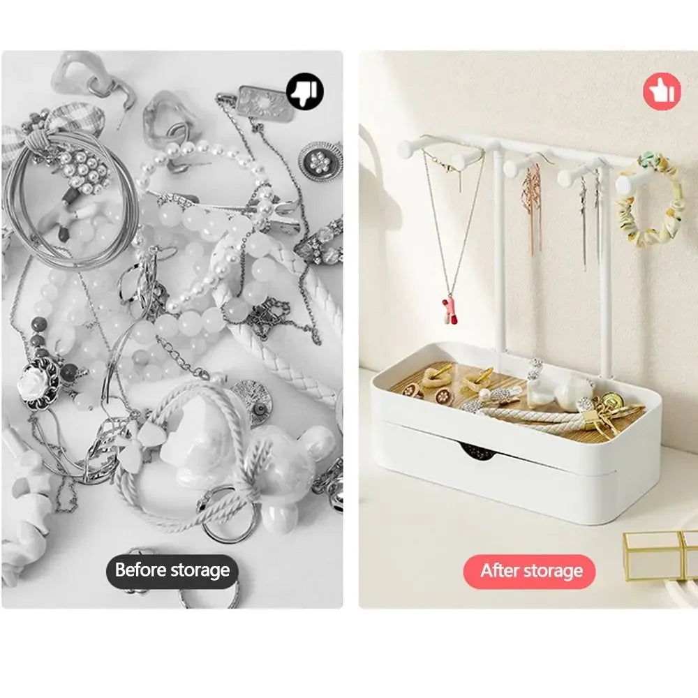 présentoir bijoux moderne boîtes rangement noir blanc texture bois