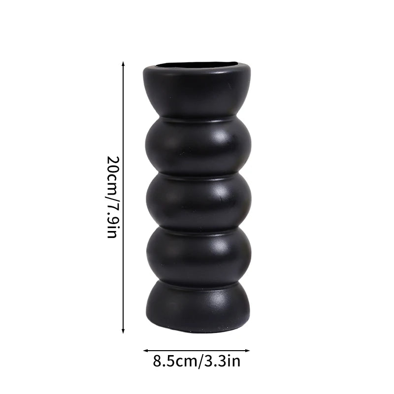 vases décoratifs modernes plastique blanc noir gris vert rayures verticales fleurs maison mariage