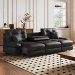 canapé d'angle moderne simili cuir noir confortable électrique tablette double verres adultes