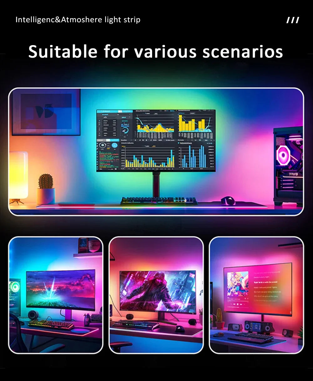 ruban led multicolore pc gaming synchronisation écran 24 27 32 34 pouces clip usb