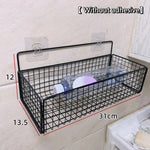 paniers rangement adhésifs mural noir maille métallique moderne minimaliste usage quotidien cuisine bain