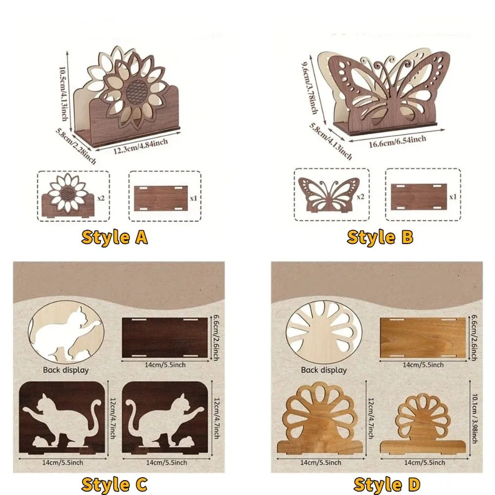 porte serviettes bois blanc élégant fleurs papillon chat rétro animal mignon tournesol détachable