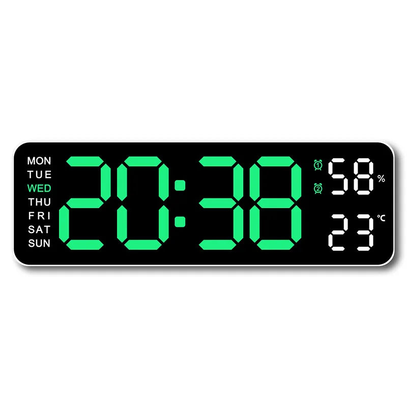 horloge numérique murale LED noir blanc température humidité semaine USB rechargeable moderne
