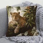 housse coussin moderne imprimé léopard feuilles polyester 45x45cm salon chambre