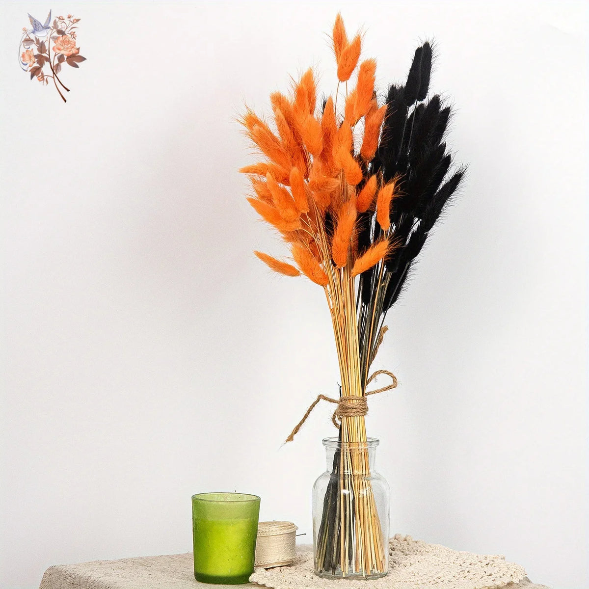décoration intérieure plumes orange noir bouquets feuilles naturelles rustiques 60 pièces decoration table fêtes