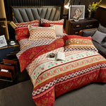 Housse de couette fleurie dans une chambre décorée style bohème